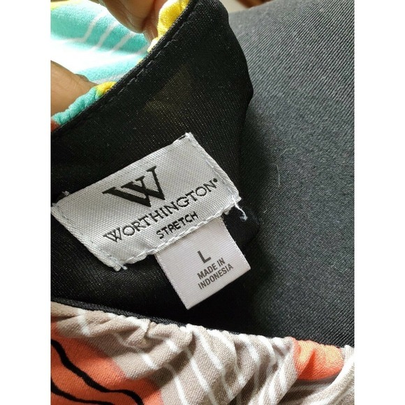 Worthington Women's Multicolor Polyester Scoop Neck Sleeveless Long Maxi Dress L - Picture 9 of 14